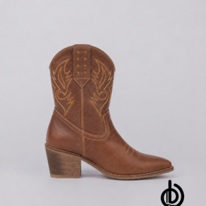 Botines texanos en cuero con cierre para mujer