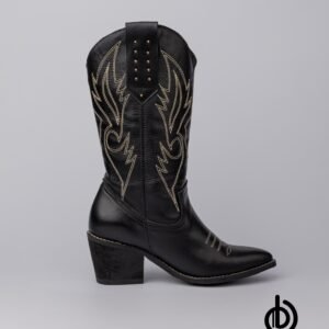 Botas texanas en cuero bordadas para mujer