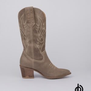 Botas texanas en gamuza beige para mujer