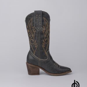 Botas texanas en cuero con bordado para mujer