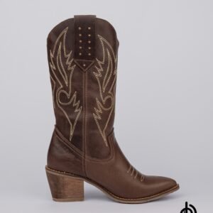 Botas texanas en cuero bordadas para dama