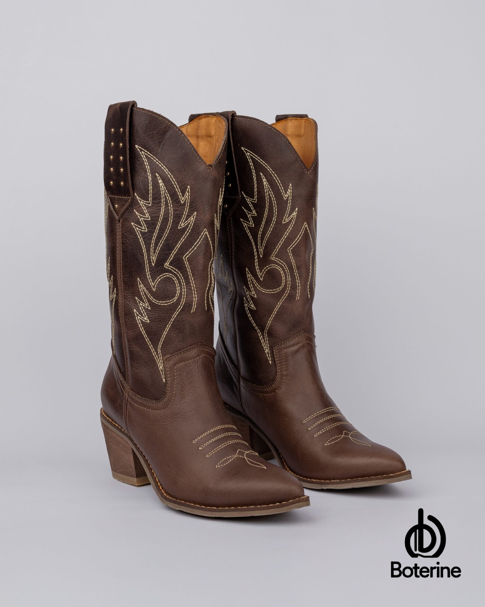 Botas texanas en cuero bordadas para dama - Image 2