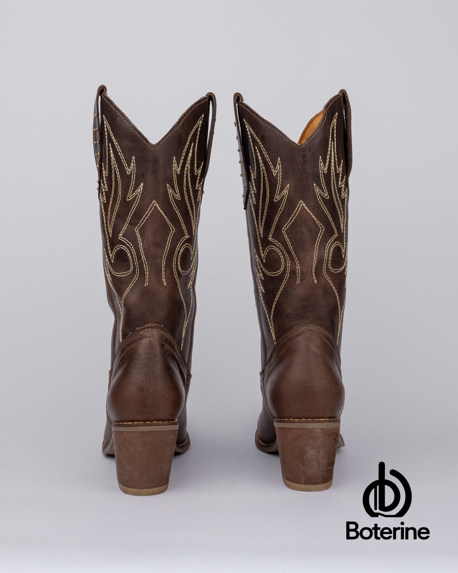 Botas texanas en cuero bordadas para dama - Image 3
