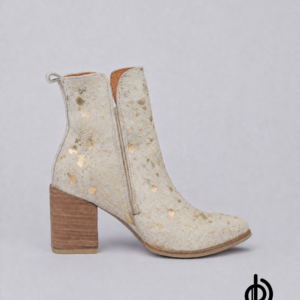 Botines en cuero para mujer beige con dorado