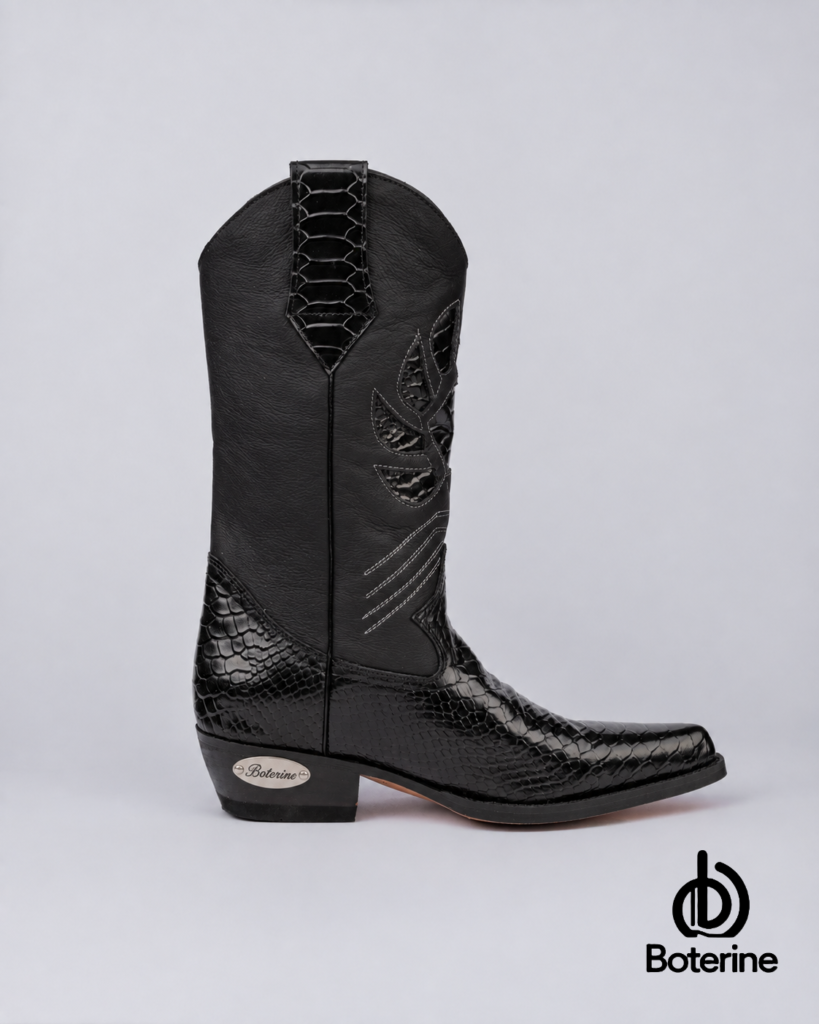 Botas texanas en cuero con diseño para hombre