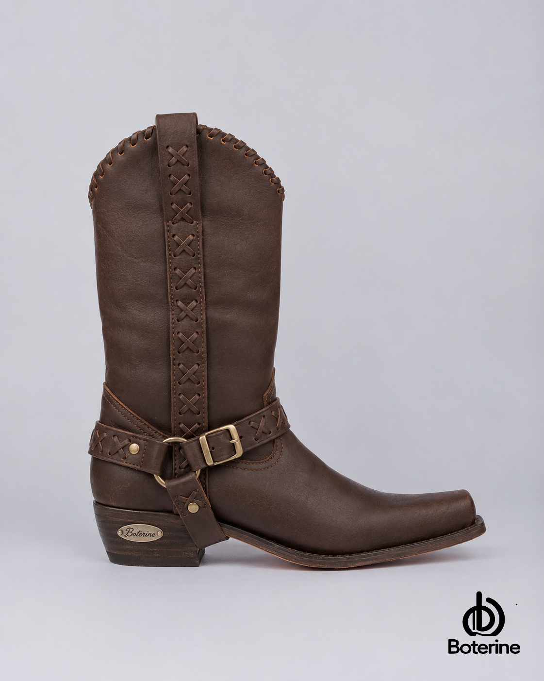 Botas texanas en cuero para hombre punta cuadrada