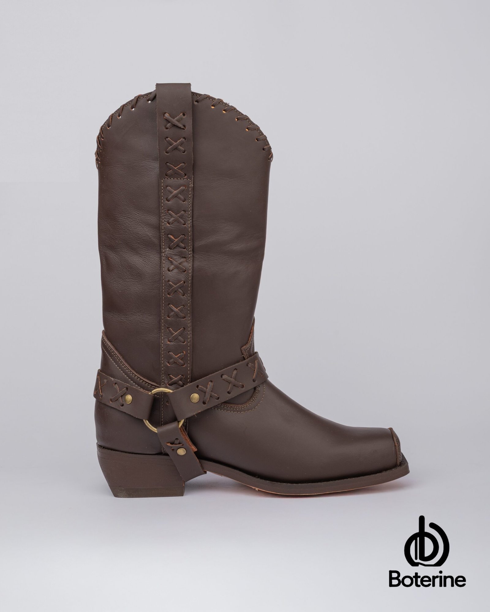 Botas texanas en cuero para hombre punta cuadrada - Image 2