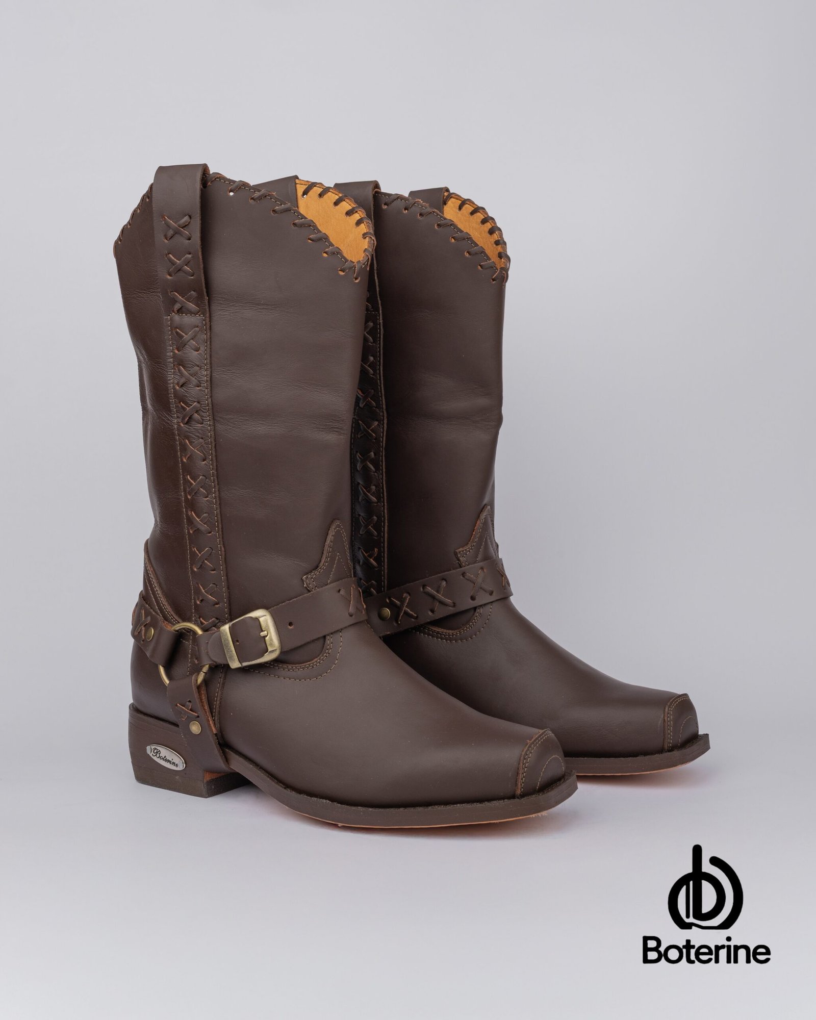 Botas texanas en cuero para hombre punta cuadrada - Image 3