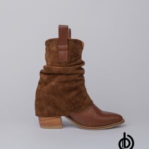 Botines en cuero y gamuza para mujer