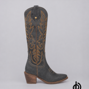Botas texanas en cuero bordadas para mujer