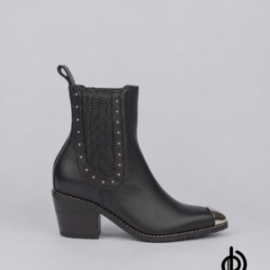 Botines texanos en cuero con puntera metálica para mujer